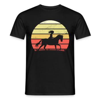 Rétro fille cheval - T-shirt homme - noir - Devant - AI Model Male 178 light (178cm)