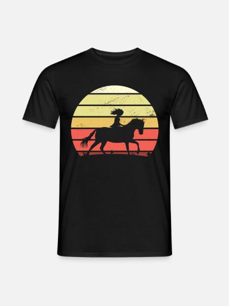 Rétro fille cheval - T-shirt homme - noir