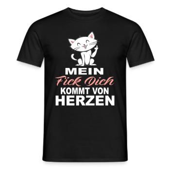 Mein Fick Dich Kommt Von Herzen - Lustige Sprüche - Männer T-Shirt - Schwarz - Vorne - AI Model Male 178 light (178cm)