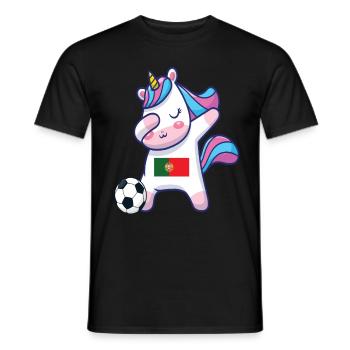 Dabbing Einhorn Fußball Portugal - Männer T-Shirt - Schwarz - Vorne - AI Model Male 178 light (178cm)