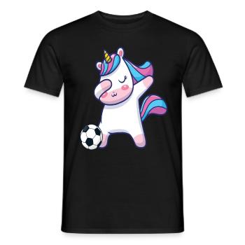 Dabbing Einhorn Fußball - Männer T-Shirt - Schwarz - Vorne - AI Model Male 178 light (178cm)