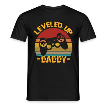 Monter de niveau Papa Papa Papa Anniversaire Papa - T-shirt homme - noir - Devant - AI Model Male 178 light (178cm)