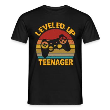 Leveled Up Teenager 13 Birthday 13 Years 13 - Men's T-Shirt - black - Front - AI Model Male 178 light (178cm)