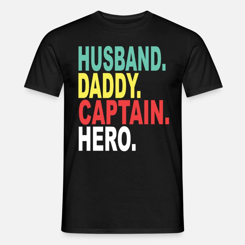 Ehemann Papa Kapitain Held - Männer T-Shirt - Schwarz