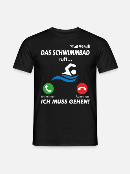Schwimmen Schwimmer Schwimmbad anrufen - Männer T-Shirt - Schwarz