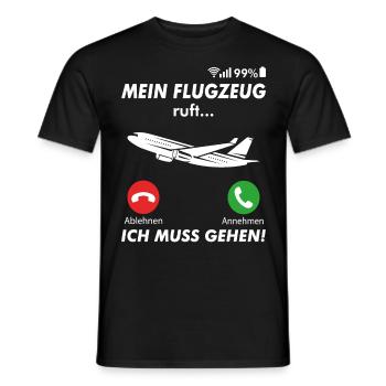 Flugzeug Flieger Pilot anrufen Spruch - Männer T-Shirt - Schwarz - Vorne - AI Model Male 178 light (178cm)