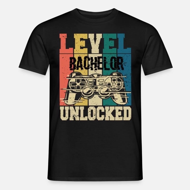 Level Bachelor Freigeschaltet - Männer T-Shirt - Schwarz