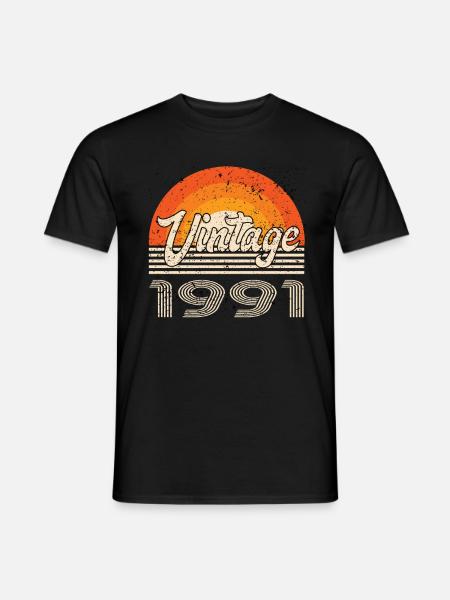 Vintage 1991 Geburtstag Retro - Männer T-Shirt - Schwarz