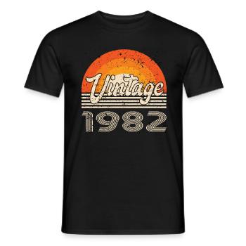 Vintage 1982 Anniversaire Rétro - T-shirt homme - noir - Devant - AI Model Male 178 light (178cm)