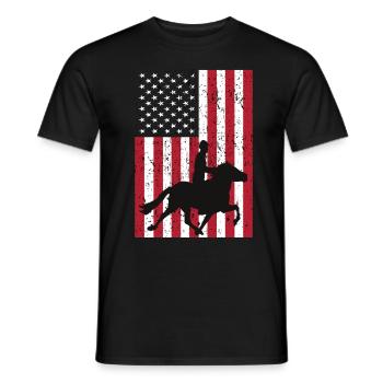 Men's Horseback Riding - Men's T-Shirt - black - Front - AI Model Male 178 light (178cm)