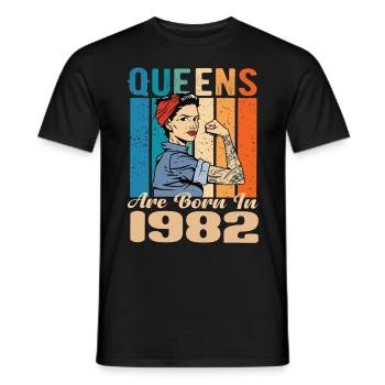 Queens Are Born In 1982 - Männer T-Shirt - Schwarz - Vorne - AI Model Male 178 light (178cm)