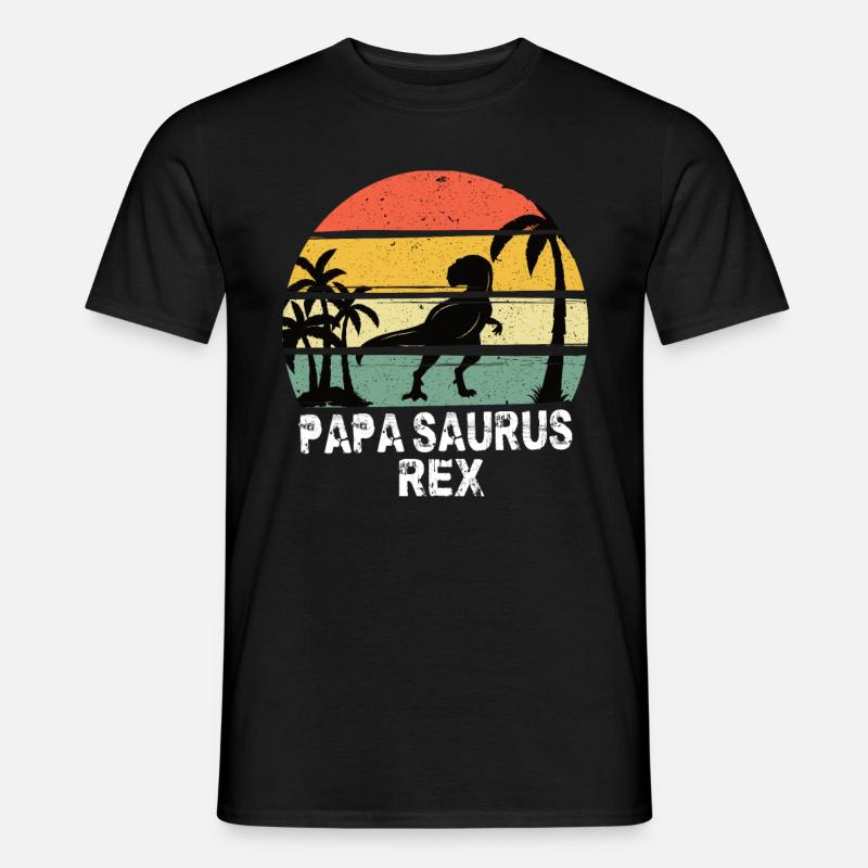 Papa Saurus Rex - Männer T-Shirt - Schwarz