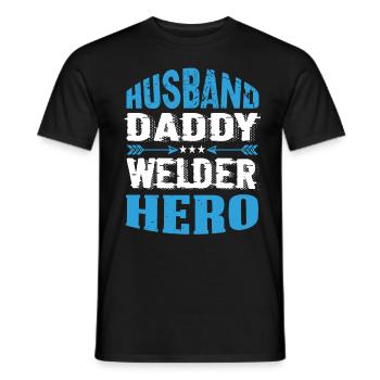 Husband Daddy Welder Hero - Men's T-Shirt - black - Front - AI Model Male 178 light (178cm)