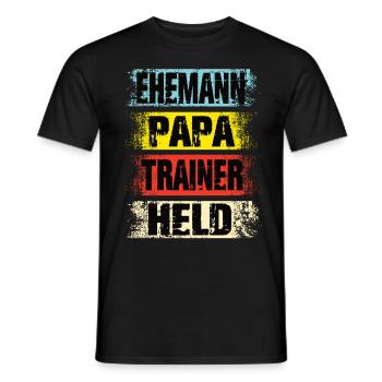 Ehemann Papa Trainer Held - Männer T-Shirt - Schwarz - Vorne - AI Model Male 178 light (178cm)