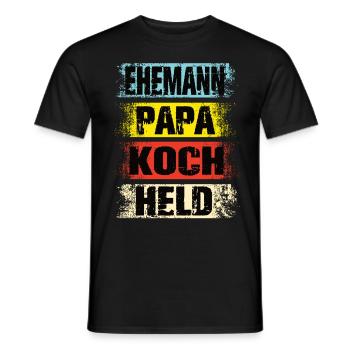 Ehemann Papa Koch Held - Männer T-Shirt - Schwarz - Vorne - AI Model Male 178 light (178cm)