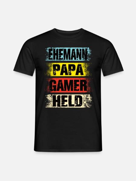 Ehemann Papa Gamer Held - Männer T-Shirt - Schwarz