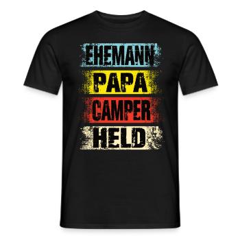 Ehemann Papa Camper Held - Männer T-Shirt - Schwarz - Vorne - AI Model Male 178 light (178cm)