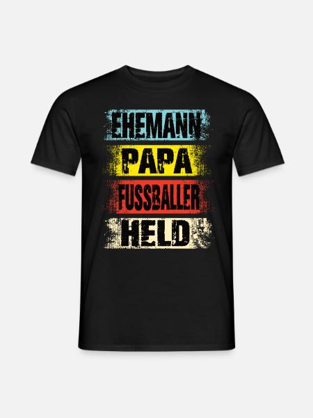 Ehemann Papa Fussballer Held - Männer T-Shirt - Schwarz