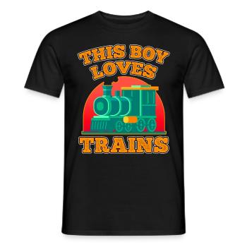 Ce garçon adore les locomotives de train! Cadeau enfant - T-shirt homme - noir - Devant - AI Model Male 178 light (178cm)