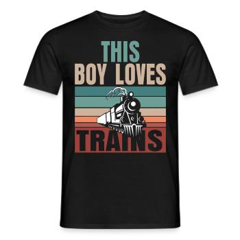 Dieser Junge liebt Züge Lokomotiven! Kind Geschenk - Männer T-Shirt - Schwarz - Vorne - AI Model Male 178 light (178cm)