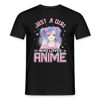 Juste une fille qui aime Anime! Bande dessinée japonaise - T-shirt homme - noir - Devant - AI Model Male 178 light (178cm)