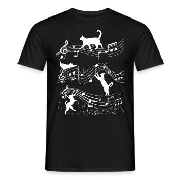 Cat Music Sheet Music Musician Outfit! e.g. piano - Men's T-Shirt - black - Front - AI Model Male 178 light (178cm)