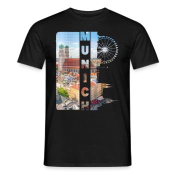 Munich Allemagne Ville Skyline Accueil Amour - T-shirt homme - noir - Devant - AI Model Male 178 light (178cm)