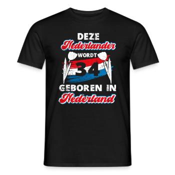 34 Birthday Dutch Holland 34 years Say - Men's T-Shirt - black - Front - AI Model Male 178 light (178cm)