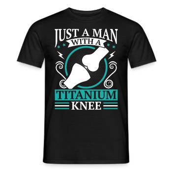Artificial Titanium Knee, Arhtrose Physiotherapist - Men's T-Shirt - black - Front - AI Model Male 178 light (178cm)