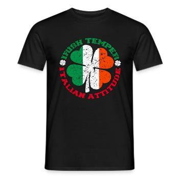 Irish Temper Italian Attitude Shirt Patrick's Day - Men's T-Shirt - black - Front - AI Model Male 178 light (178cm)