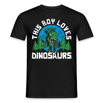 This boy loves dinosaurs Kids Boy Boy Dino - Men's T-Shirt - black - Front - AI Model Male 178 light (178cm)