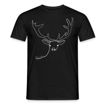 cerf de noel minimaliste trait - T-shirt homme - noir - Devant - AI Model Male 178 light (178cm)