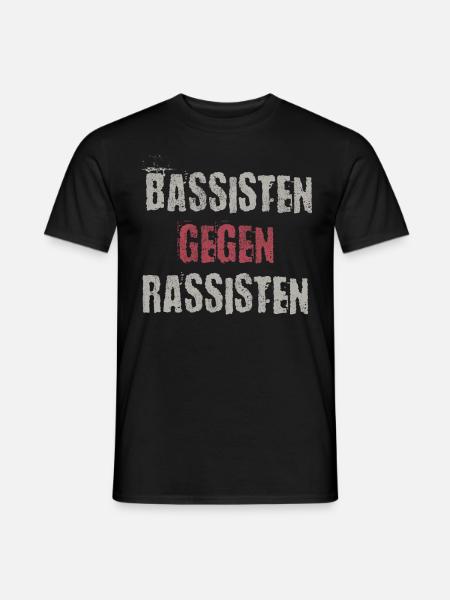 Bassisten gegen Rassisten Bassspieler gegen Rechts - Männer T-Shirt - Schwarz