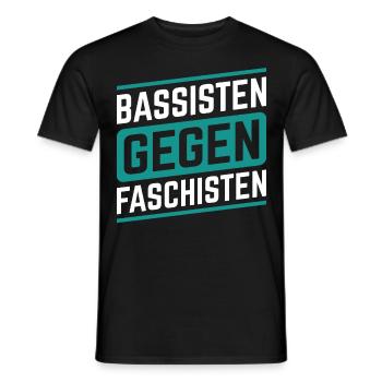 Bassisten gegen Rassisten Bassspieler gegen Rechts - Männer T-Shirt - Schwarz - Vorne - AI Model Male 178 light (178cm)