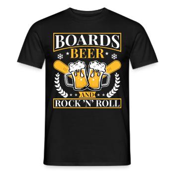 Rock and Roll, Beer Concert Festival Snowboard - Men's T-Shirt - black - Front - AI Model Male 178 light (178cm)