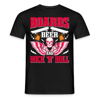 Rock and Roll, Beer Concert Skateboarding - Men's T-Shirt - black - Front - AI Model Male 178 light (178cm)