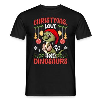 Dino Boy Boy Children Christmas Love Dinosaurs - Men's T-Shirt - black - Front - AI Model Male 178 light (178cm)
