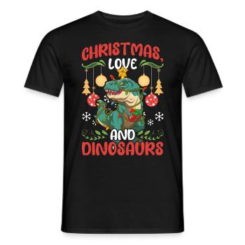 Dino Boy Boy Children Christmas Love Dinosaurs - Men's T-Shirt - black - Front - AI Model Male 178 light (178cm)