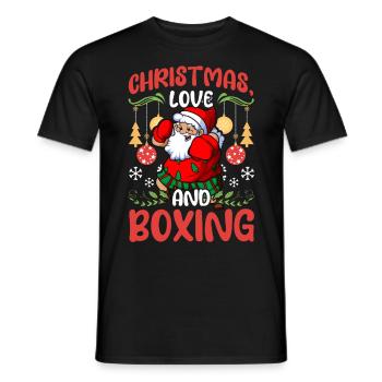 Christmas Love Boxing Boxer Weihnachtsgeschenk - Männer T-Shirt - Schwarz - Vorne - AI Model Male 178 light (178cm)