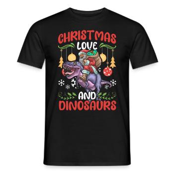 Dino Boy Boy Children Christmas Love Dinosaurs - Men's T-Shirt - black - Front - AI Model Male 178 light (178cm)