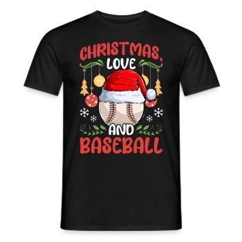 Joueur de baseball Club Amour de Noël - T-shirt homme - noir - Devant - AI Model Male 178 light (178cm)
