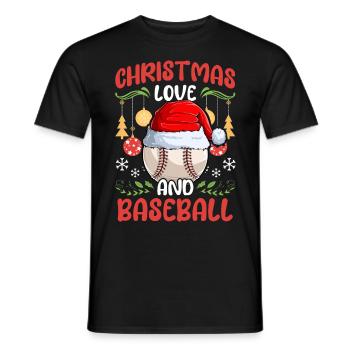 Joueur de baseball Club Amour de Noël - T-shirt homme - noir - Devant - AI Model Male 178 light (178cm)
