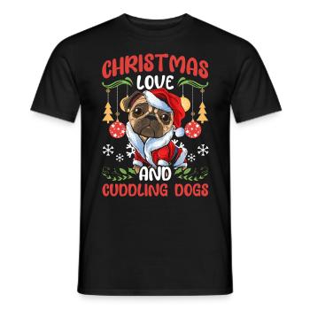Dog Pug Animal Love Noël, l’amour et les chiens - T-shirt homme - noir - Devant - AI Model Male 178 light (178cm)
