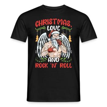 Heavy Hard Metal Christmas, Love Rock 'n' Roll - Men's T-Shirt - black - Front - AI Model Male 178 light (178cm)