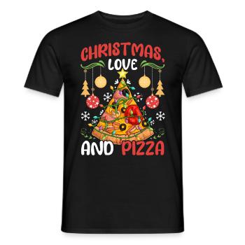 Pizza Junk Food lustiger Spruch Weihnachten, Liebe - Männer T-Shirt - Schwarz - Vorne - AI Model Male 178 light (178cm)