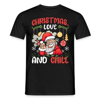 chill chilling Santa lustiger Spruch Weihnachten - Männer T-Shirt - Schwarz - Vorne - AI Model Male 178 light (178cm)