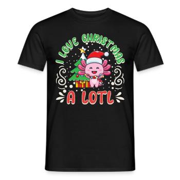 Love Christmas a LOTL, Liebe Weihnachten Axolotl - Men's T-Shirt - black - Front - AI Model Male 178 light (178cm)