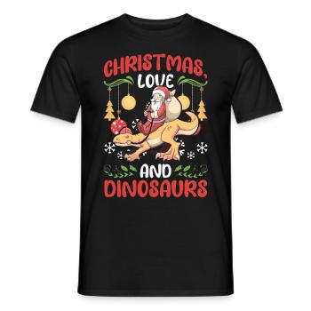 Dino Boy Boy Children Christmas Love Dinosaurs - Men's T-Shirt - black - Front - AI Model Male 178 light (178cm)