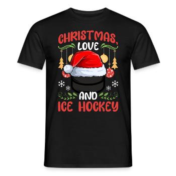 Hockey Hockey Hockey Club Équipe de Hockey sur Glace Noël, Amour - T-shirt homme - noir - Devant - AI Model Male 178 light (178cm)