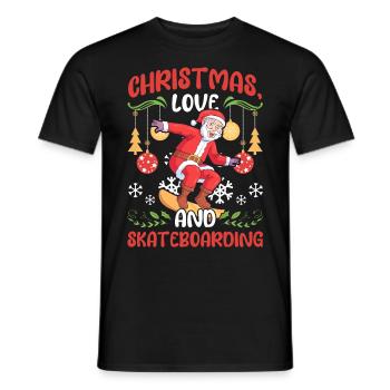 Boarder Snowboarder Christmas Love Skateboard - Men's T-Shirt - black - Front - AI Model Male 178 light (178cm)